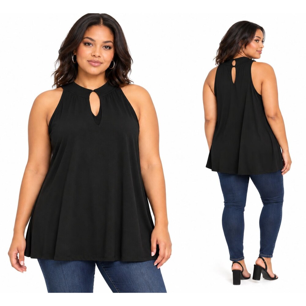 Torrid Studio Tissue Jersey Twist Collar Goddess Tank Deep Black Size 0/12/L NWT